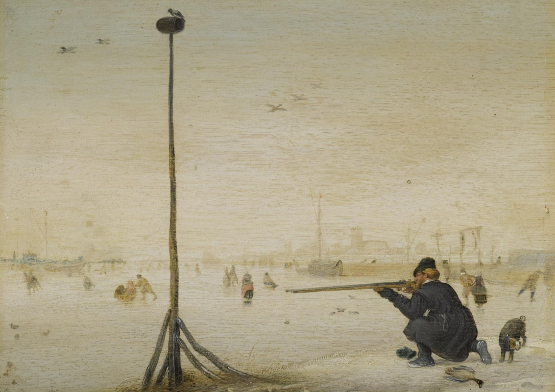 Хендрик Аверкамп. Зимний пейзаж с охотником на уток