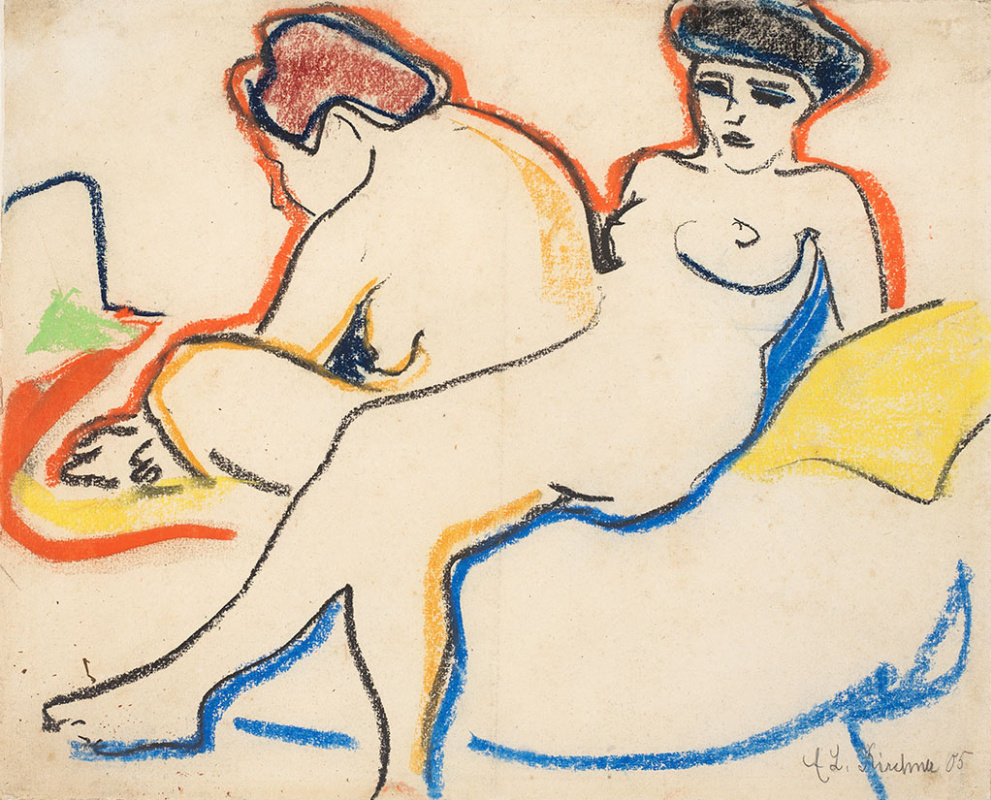 Ernst Ludwig Kirchner. Two Nudes on a Bad