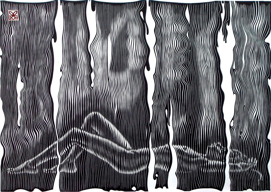 Владимир Катаев. «Завесь-1», 45 х 66, гравюра на линолеуме, 2011год