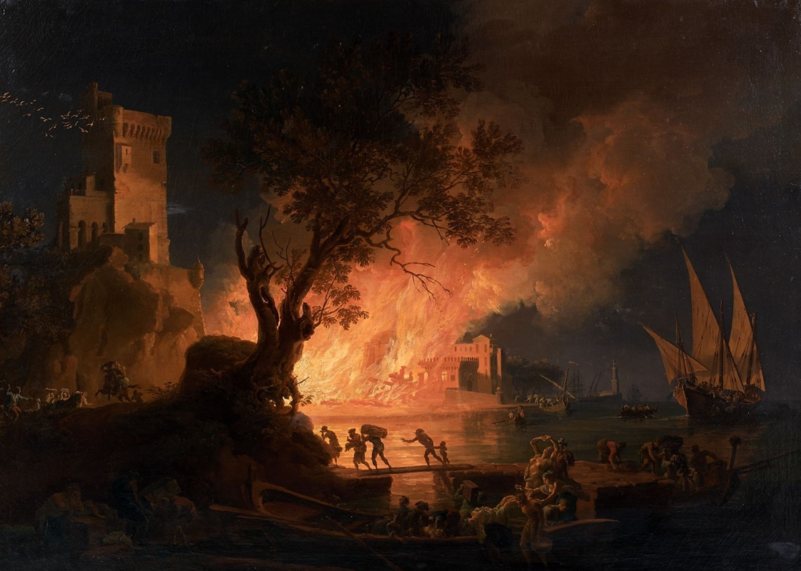 Пьер-Жак Волер. Пожар в порту близ Неаполя.