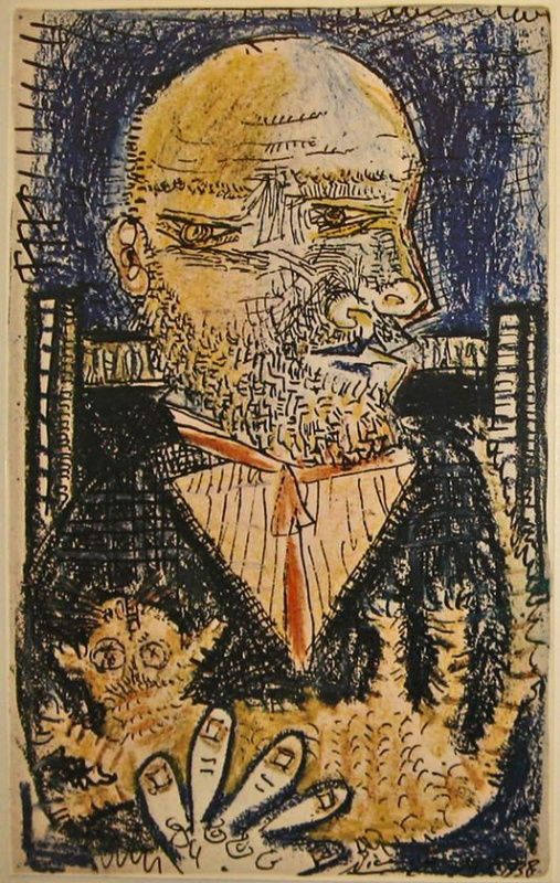 Пабло Пикассо. Портрет Амбруаза Воллара с котом
