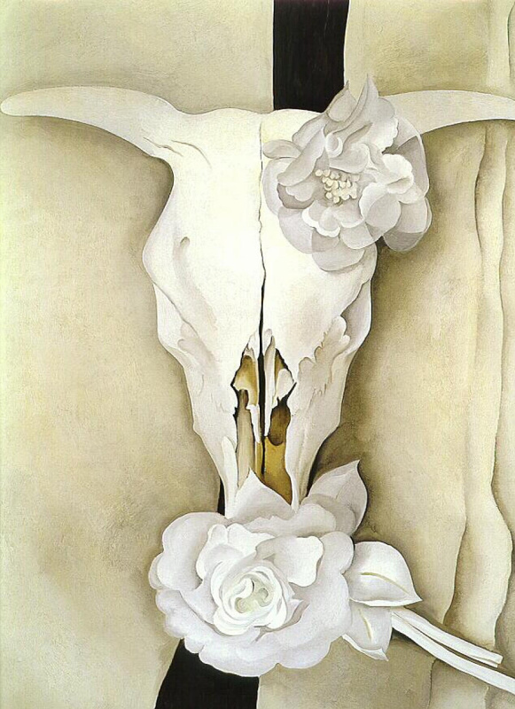 Georgia O'Keeffe. Cow skull and calico roses