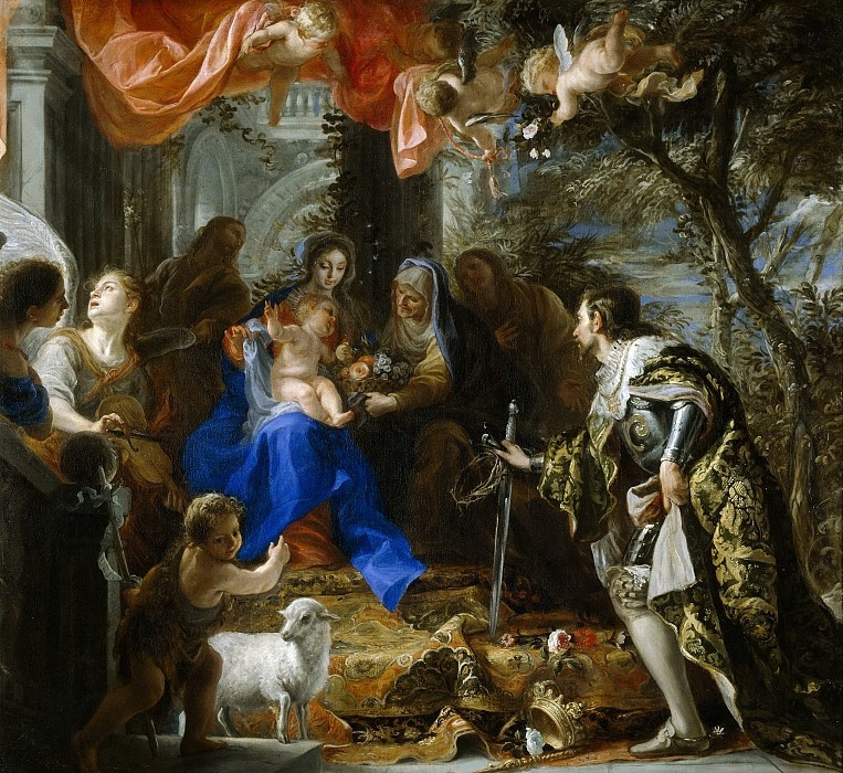 Клаудио Коэльо. Мадонна с Младенцем и поклоняющимся Святым Людовиком Французским