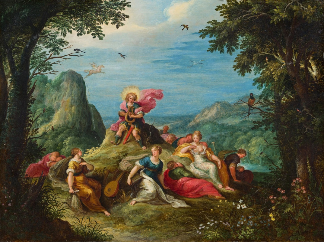 Франс Франкен Младший. Аполон и музы на горе Парнас. (совм с мастерской и мастерской Abraham Govaerts и Alexander Keirincx) Около 1620