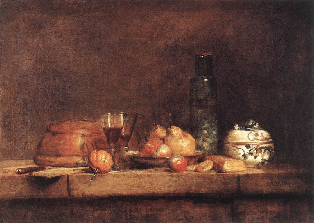 jean baptiste simeon chardin still life with jar of olives:作品