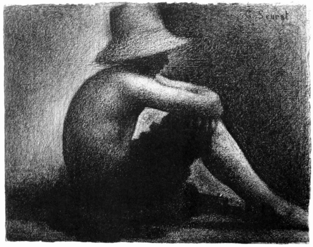 Жорж Сёра. Сидящий мальчик в соломенной шляпе