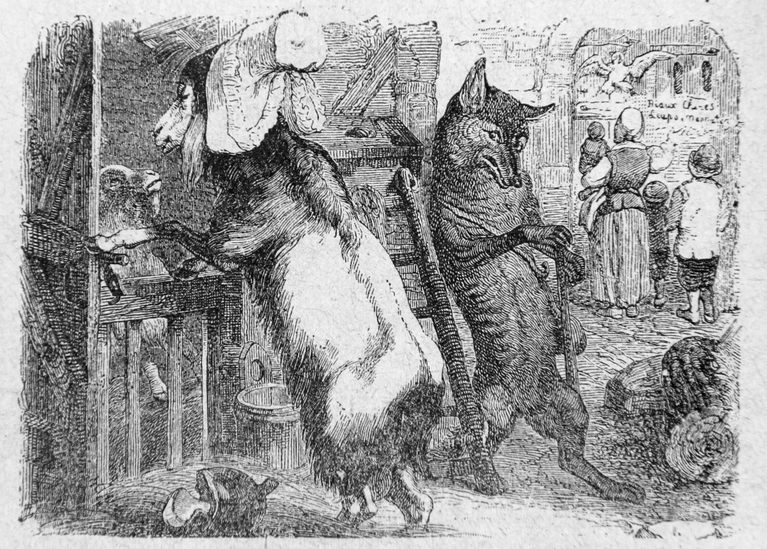 Жан Иньяс Изидор (Жерар) Гранвиль. Волк, Коза и Козленок. Иллюстрации к басням Жана де Лафонтена