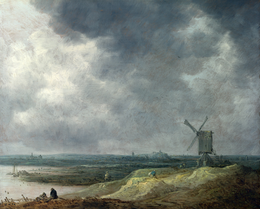 Ян ван Гойен. Ветряная мельница у реки