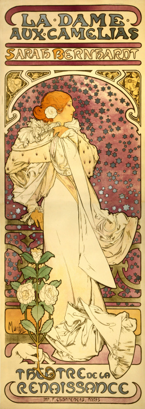 Альфонс Муха. Дама с камелиями. Рекламный плакат для Сары Бернар