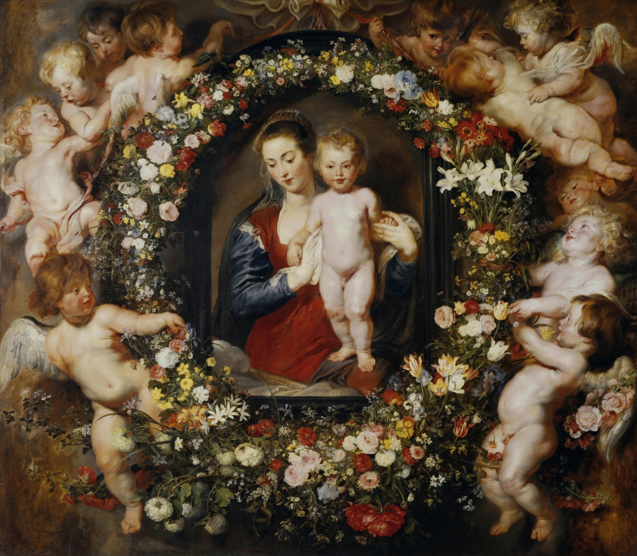 Ян Брейгель Старший. Мадонна с Младенцем в цветочной гирлянде. (совм. с П. П. Рубенсом) Около 1616