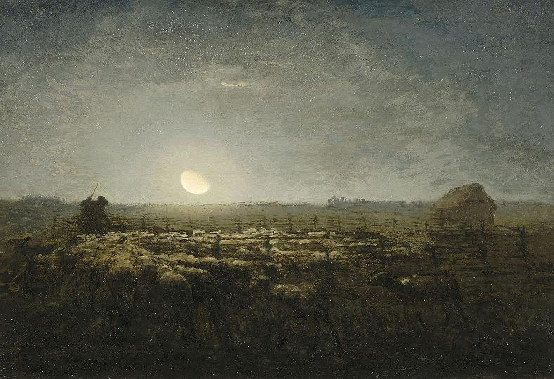 Жан-Франсуа Милле. Пастух со стадом овец в лунном свете