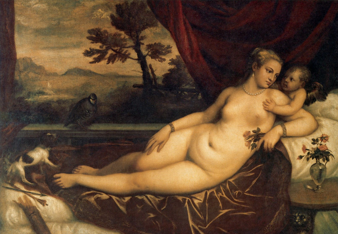Тициан Вечеллио. Венера и Купидон