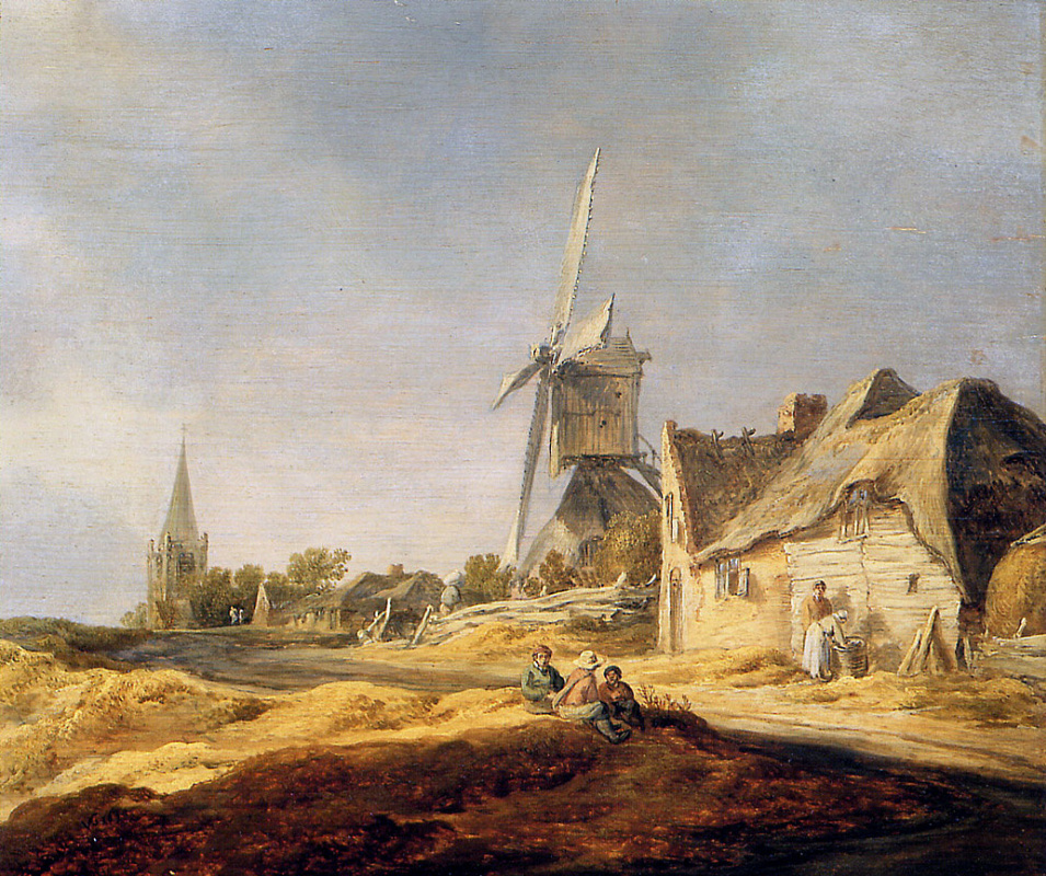 Ян ван Гойен. Вид на сельскую дорогу с ветряной мельницей