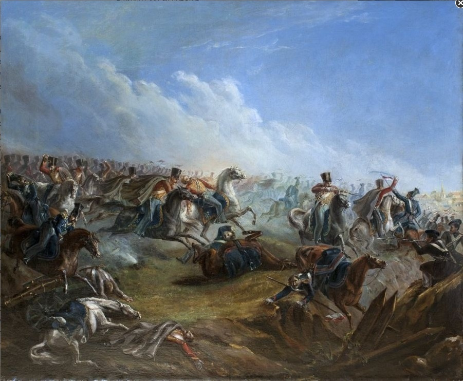 Михаил Юрьевич Лермонтов. Атака лейб-гвардии гусар под Варшавой 26 августа 1831 года