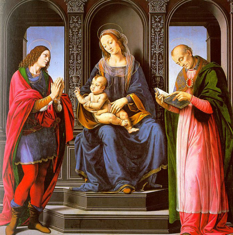 Лоренцо ди Креди. Мадонна с младенцем, Святой Джулиан и Святой Николай Мирликийский