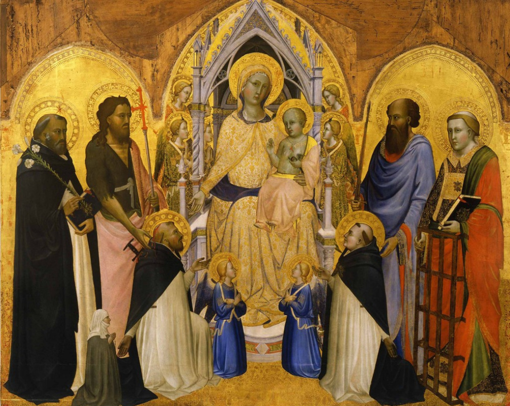 Аньоло Гадди. Мадонна с Младенцем на троне с ангелами и святыми