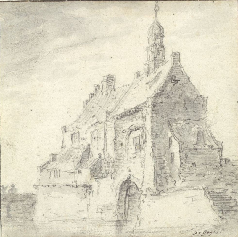 Ян ван Гойен. Здание с остроконечной крышей