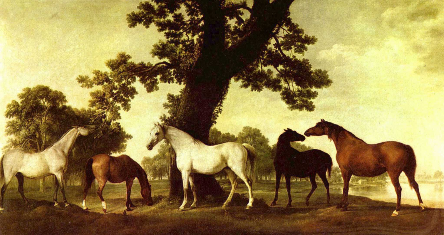 Джордж Стаббс. Лошади на фоне пейзажа