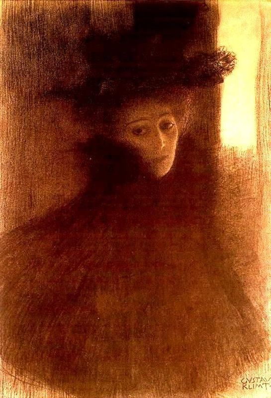 Густав Климт. Портрет дамы в пелерине и шляпе