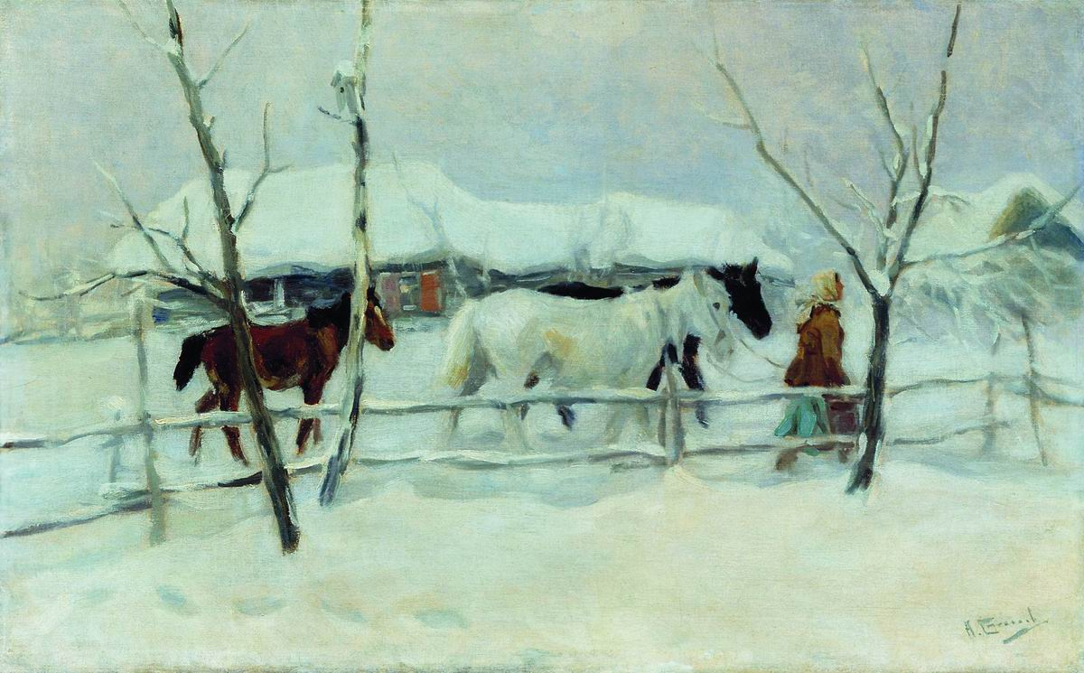 Алексей Степанович Степанов (1858-1923). На водопой. 1916