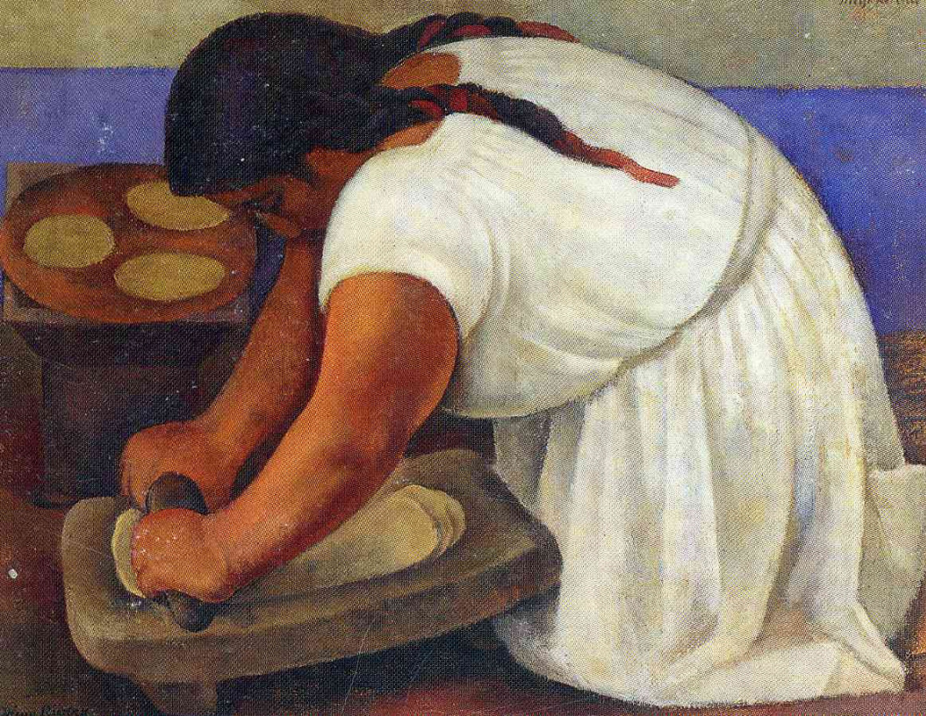 Диего Мария Ривера. Женщина толчёт кукурузу