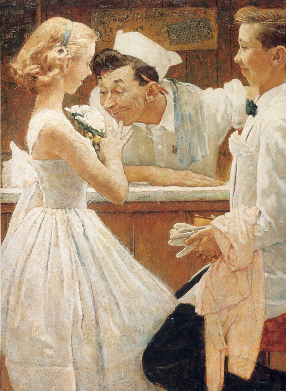 Norman Rockwell. After the prom. Cover of "The Saturday Evening Post" (may 25, 1957)