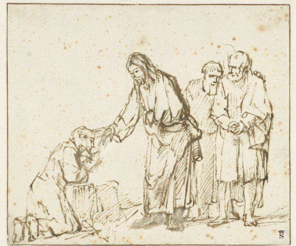 Рембрандт Харменс ван Рейн. Христос исцеляет прокажённого
