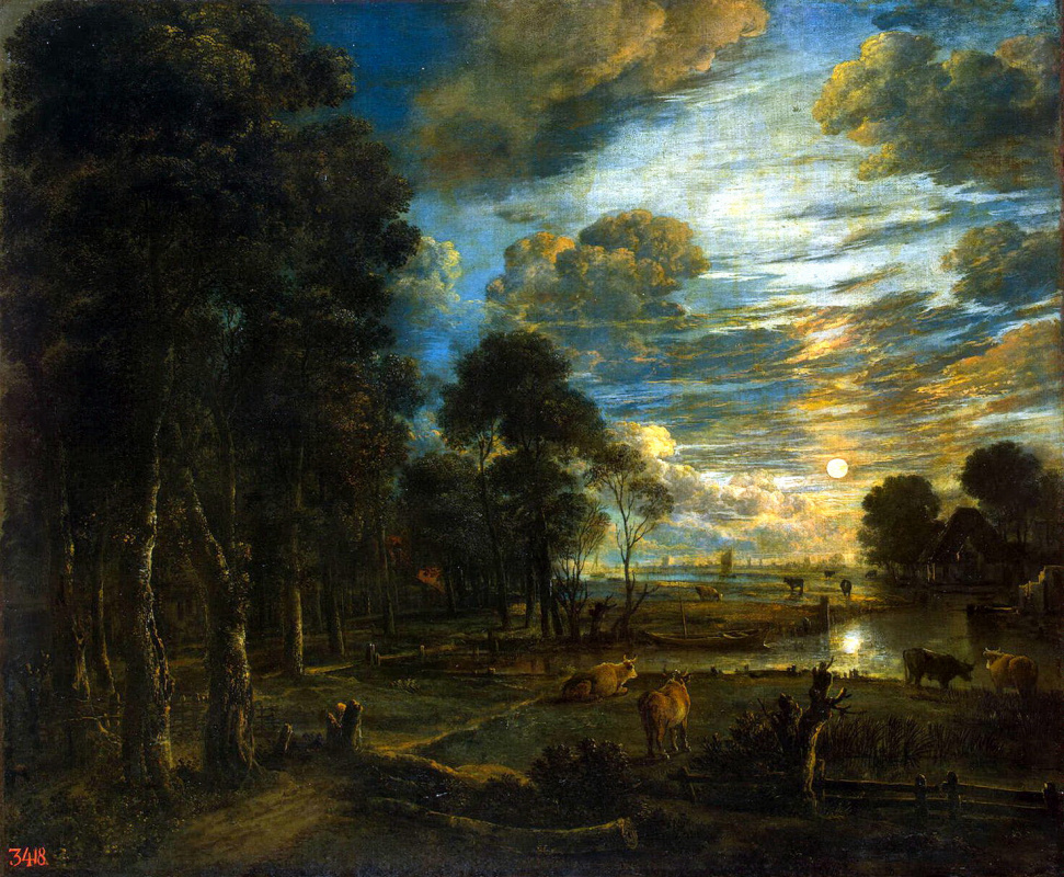 Арт ван дер Нер. Ночной пейзаж с рекой