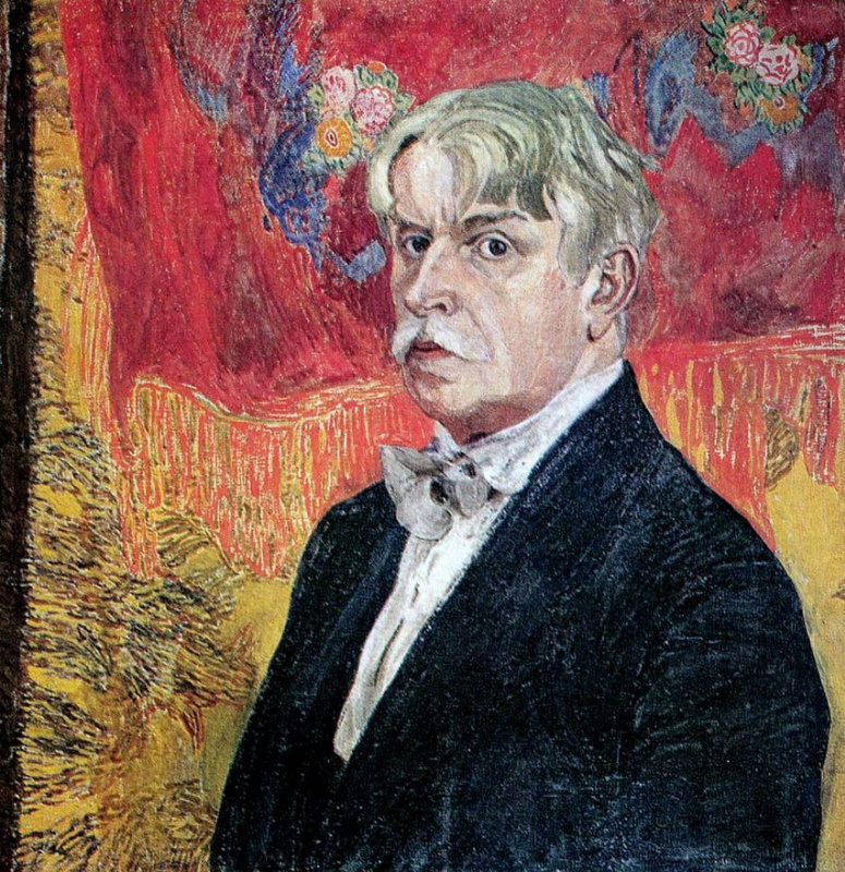Александр Яковлевич Головин. Автопортрет на фоне красного платка