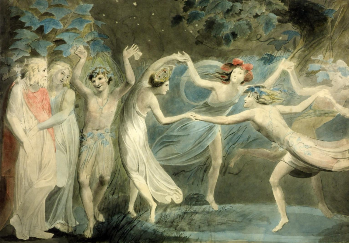 Уильям Блейк. Оберон, Титания и Пак с танцующими феями (Шекспир, "Сон в летнюю ночь")