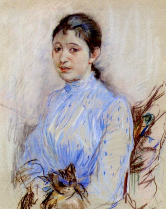 Берта Моризо. Молодая женщина в голубой блузке
