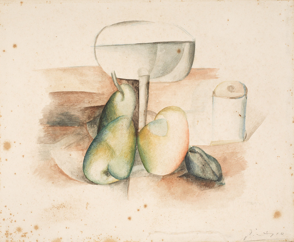 Пабло Пикассо. Натюрморт со стеклом и фруктами