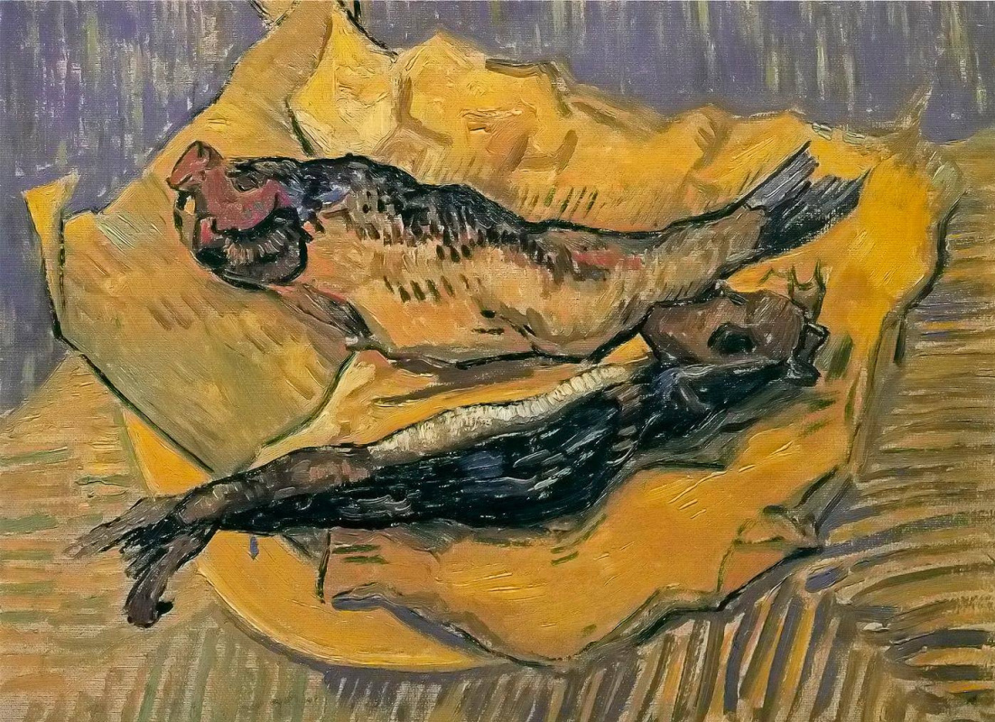 Винсент Ван Гог. Натюрморт: копченая селедка на куске желтой бумаги
