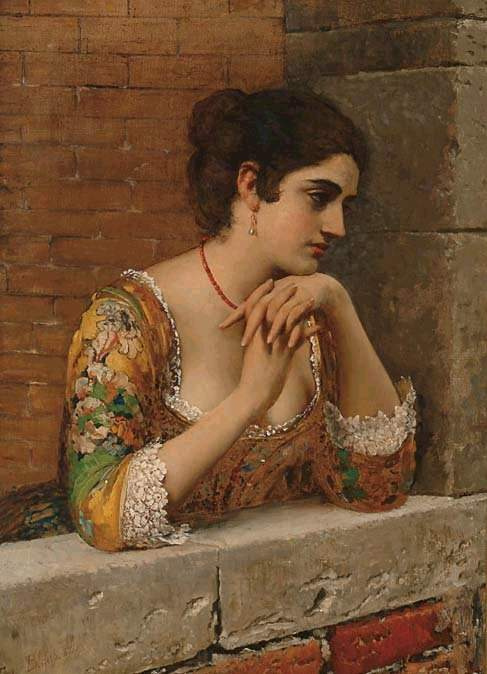 Эжен де Блаас. Венецианская красавица на балконе