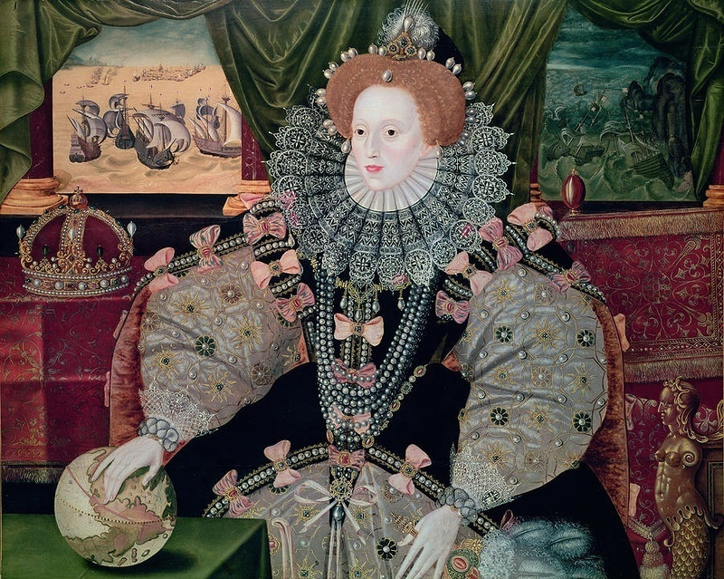 Джордж  Говер. Портрет королевы Англии Елизаветы I на фоне "Непобедимой Армады"