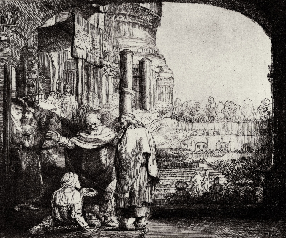 Рембрандт Харменс ван Рейн. Пётр и Иоанн у врат храма