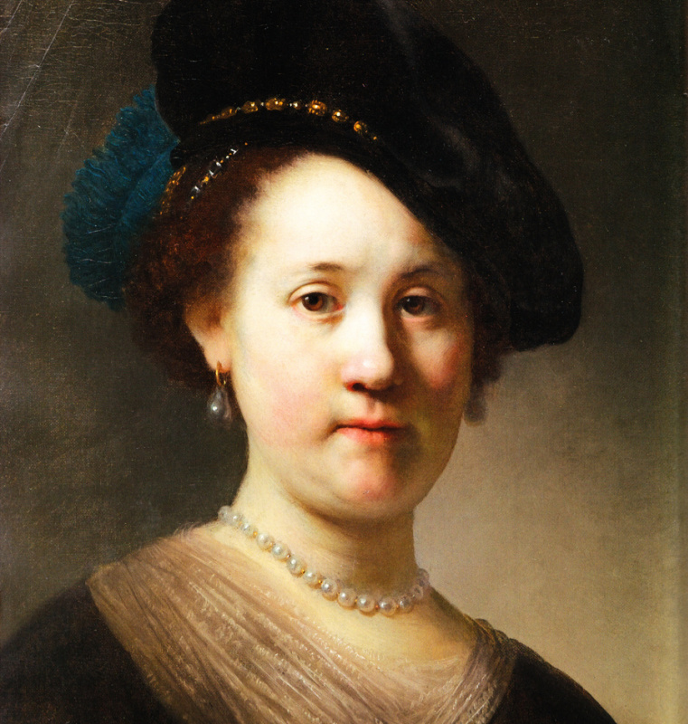 Портрет молодой женщины с жемчужинами в берете