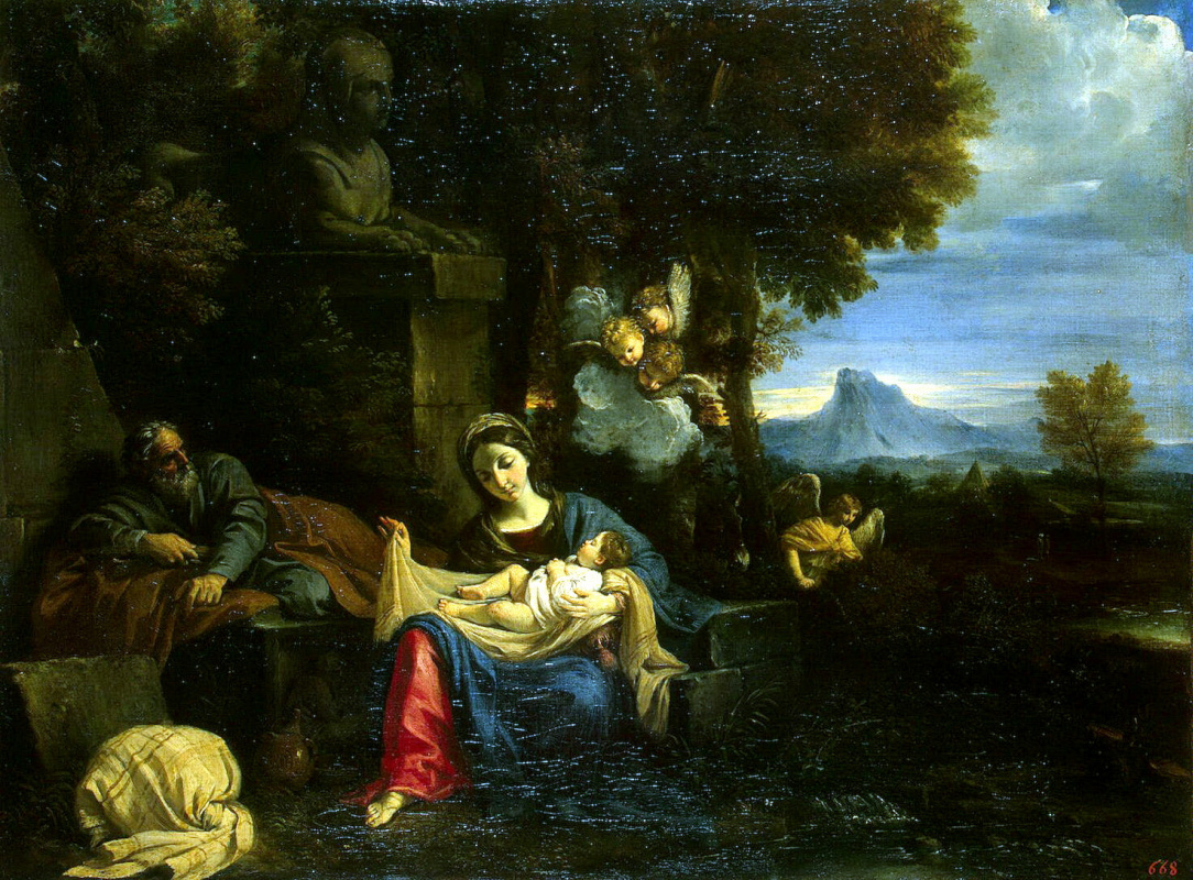 Пьер Франческо Мола. Отдых Святого Семейства на пути в Египет