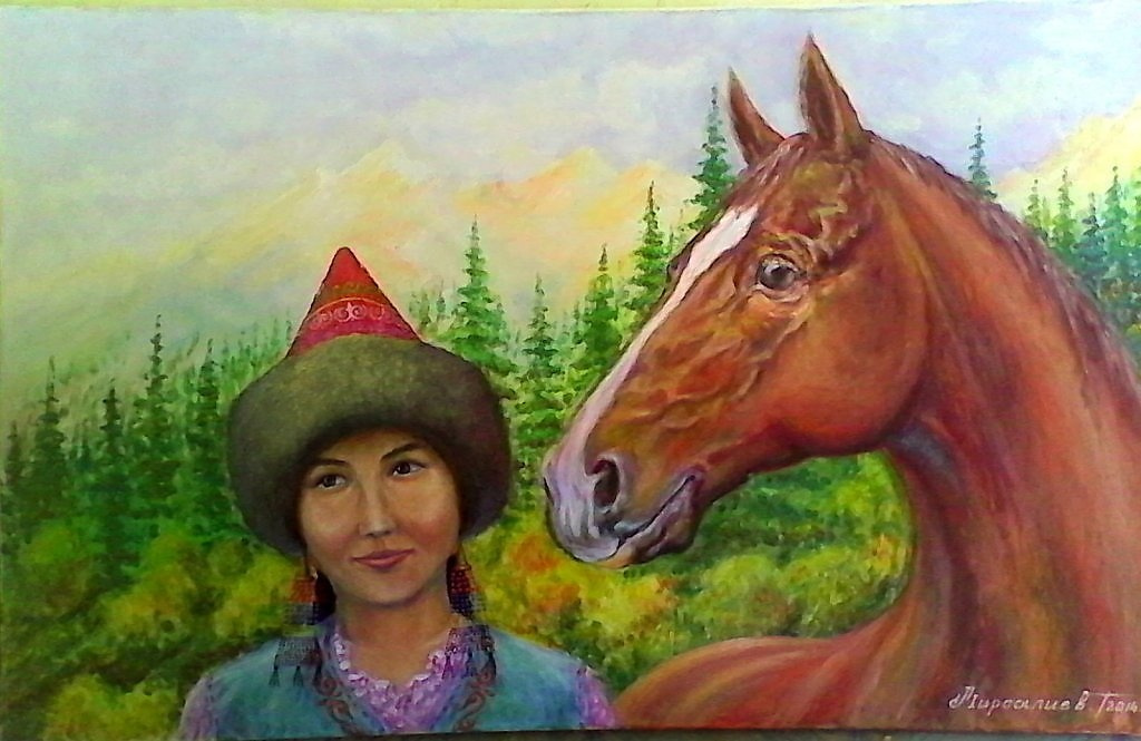 Токторали Мирсалиев. Девушка с конем
