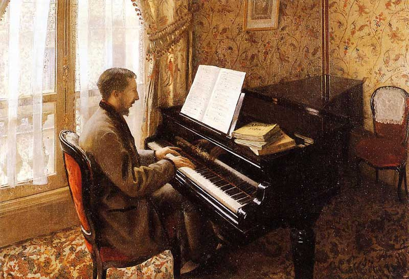 Гюстав Кайботт. Молодой мужчина играет на рояле
