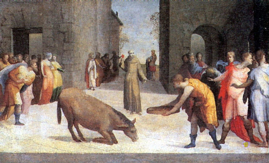 Доменико Беккафуми. Святой Антоний и чудо с мулом