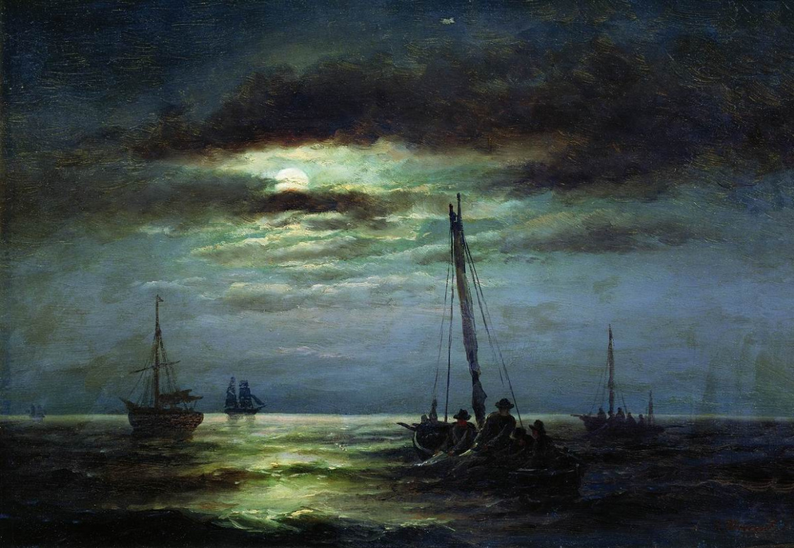 Александр Карлович Беггров. Ночь на реке. 1891