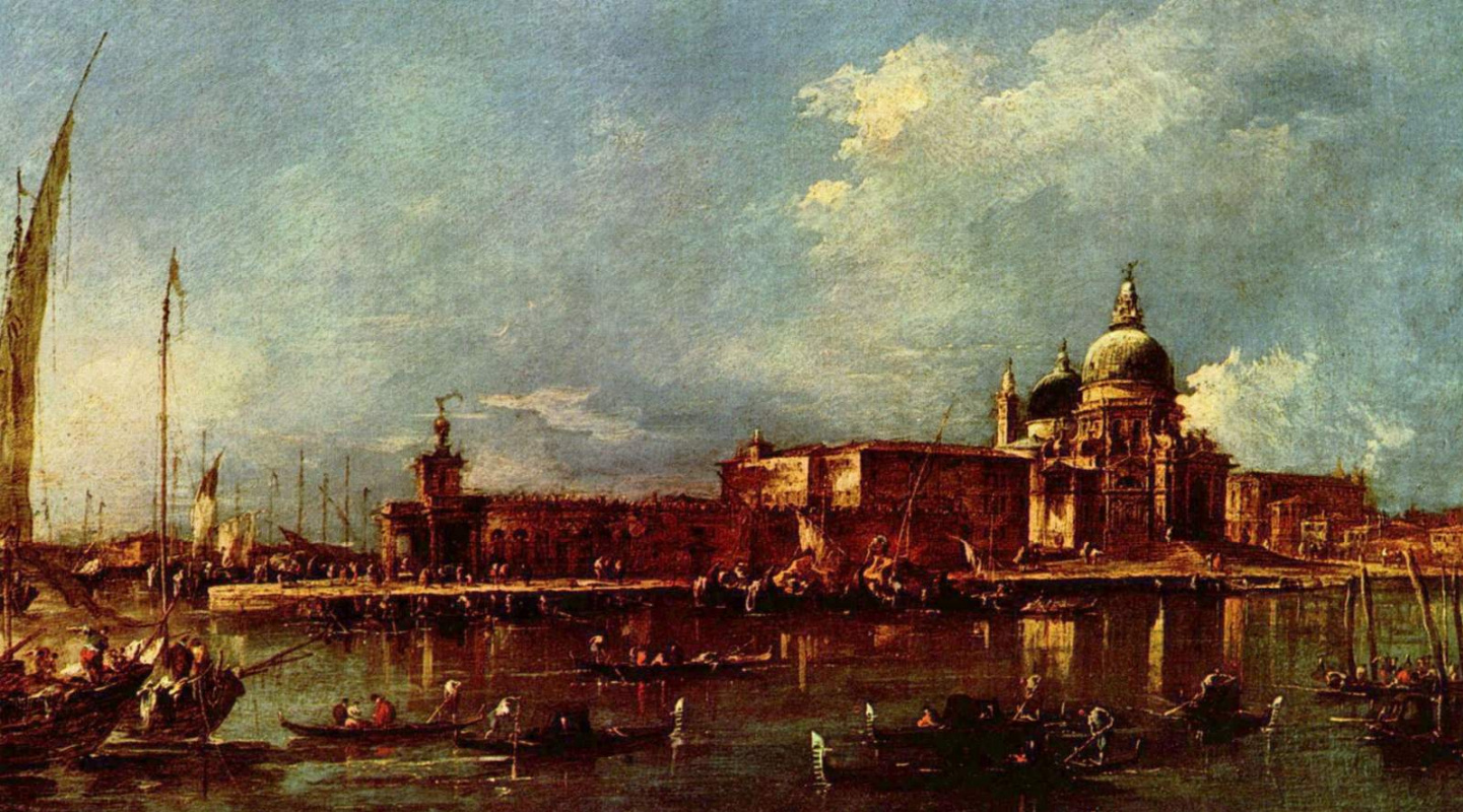 Франческо Гварди. Вид Венеции с церквью Санта Мария делла Салюте и зданием Таможни