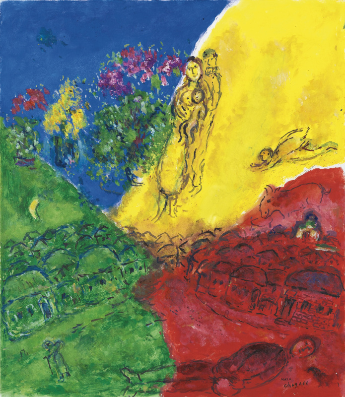 Marc Chagall. Village scenes in four colors