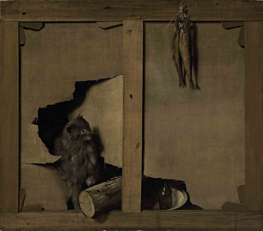 Луи-Леопольд Бойи. Тромплей с котом, оборотной стороной порванной картины и рыбой