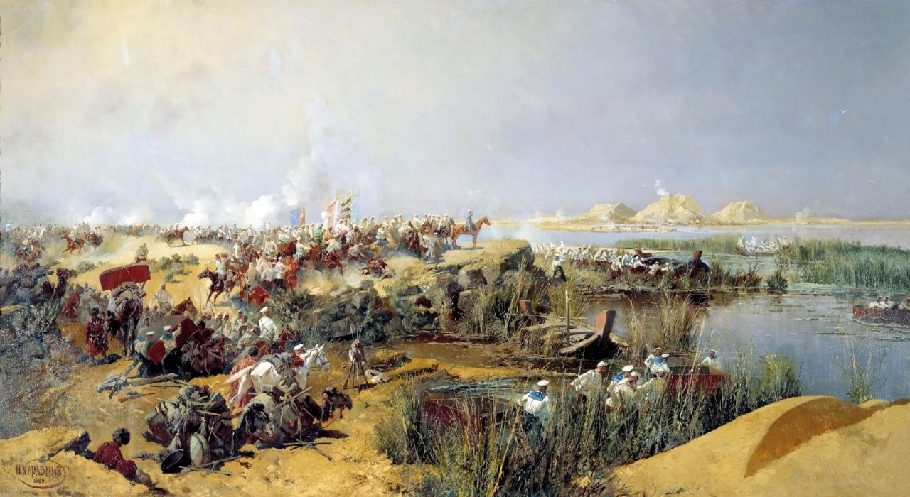 Николай Николаевич Каразин. Переправа туркестанского отряда через Аму-Дарью в 1873 году