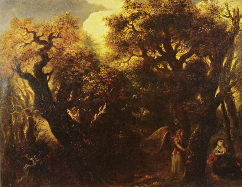 Ангел и Агарь в лесу (по Рембрандту)