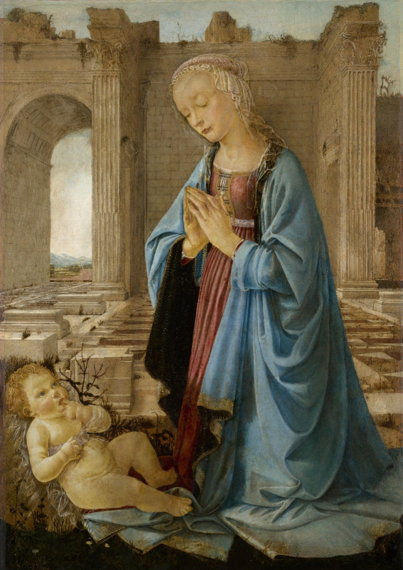 Андреа дель Верроккьо. Мадонна над младенцем Иисусом (Мадонна Раскина)