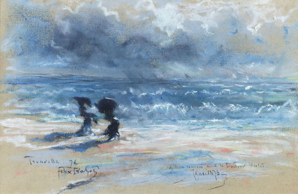 Феликс  Бюо. Две женщины на пляже в Трувиле