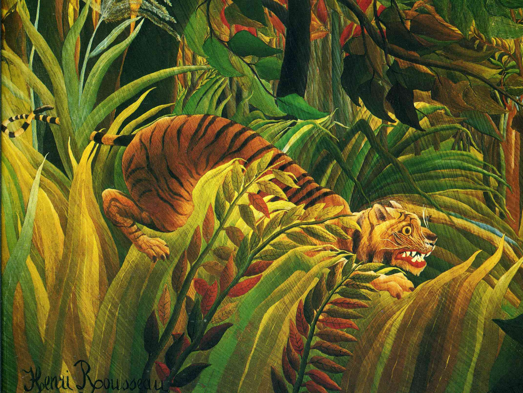 Анри Руссо. Тигр в тропическую бурю. Фрагмент